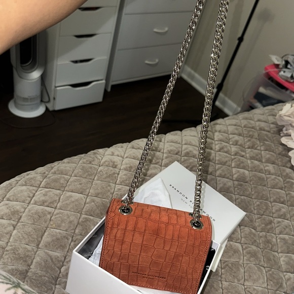 Brandon Blackwood Rust Croc-Embossed Mini Bag - Picture 3 of 3